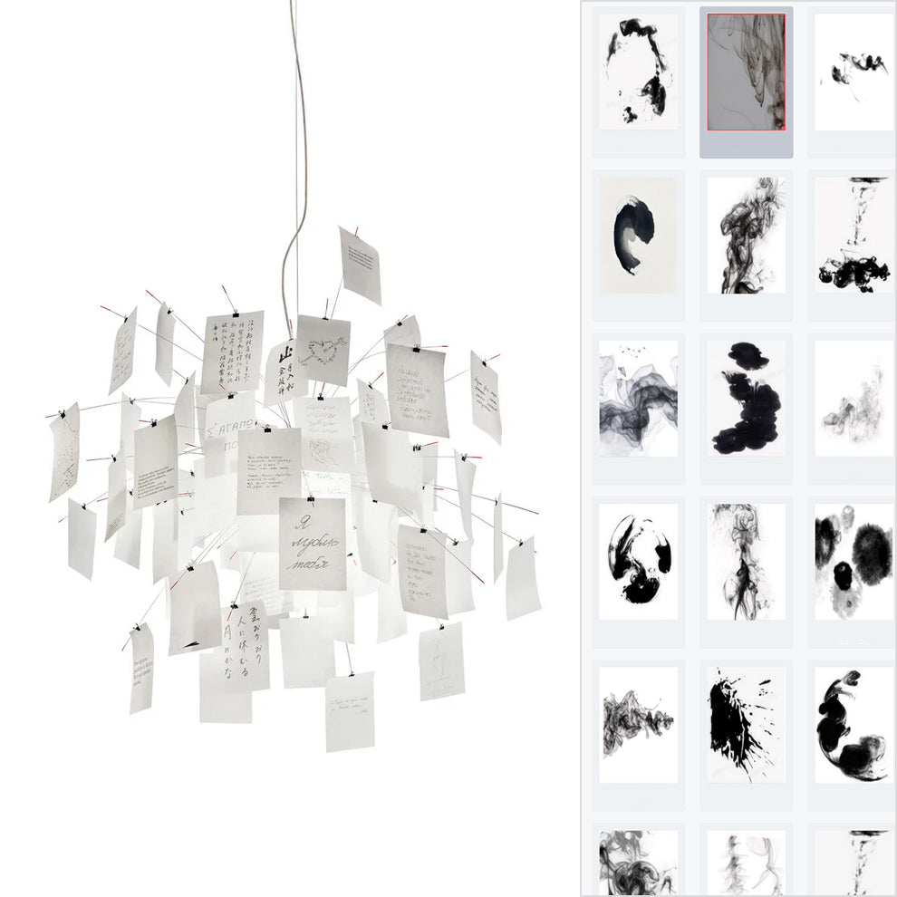 Paper Chandelier ∅ 23.6″ x H 23.6″ / lnk Smoke Chandelier