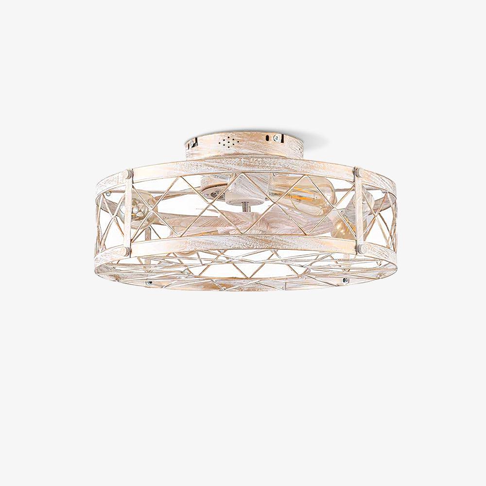 White and Gold Metal With Remote Ceiling Fan Lamp