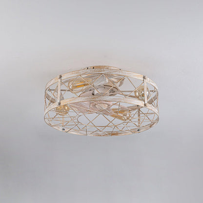 White and Gold Metal With Remote Ceiling Fan Lamp