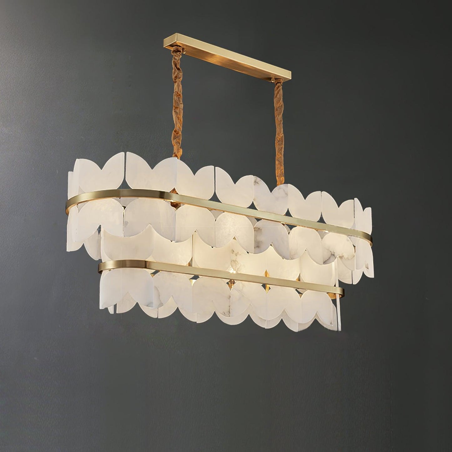 Alabaster Cloudscape Chandelier 2 layers Long L 39.4″ x W 13.8″ x H 14.2″ / L 100cm x W 35cm x H 36cm Chandelier