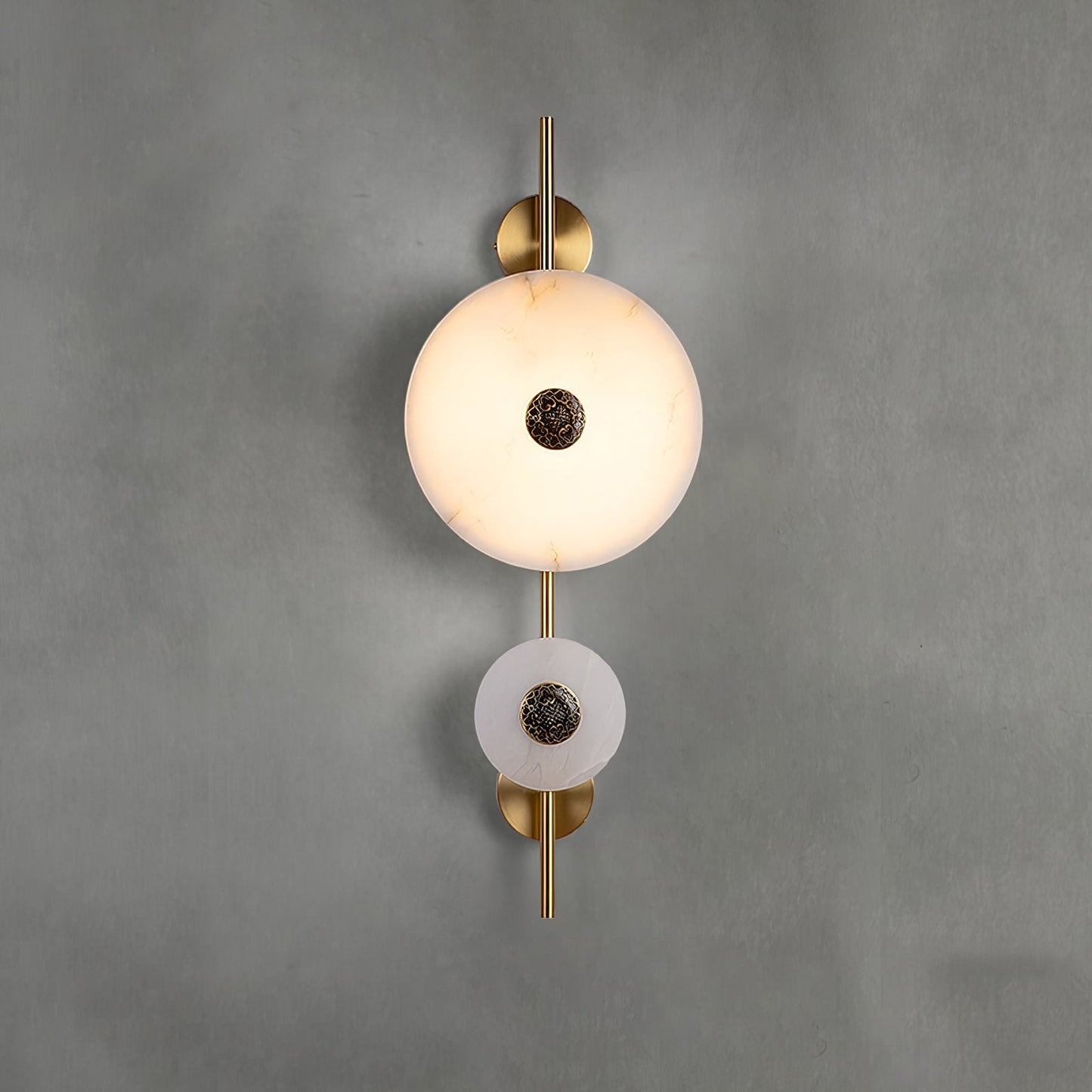 Alabaster Eclipse Wall Light ∅ 11.8″ x H 31.5″ / Brass & White Wall lamp