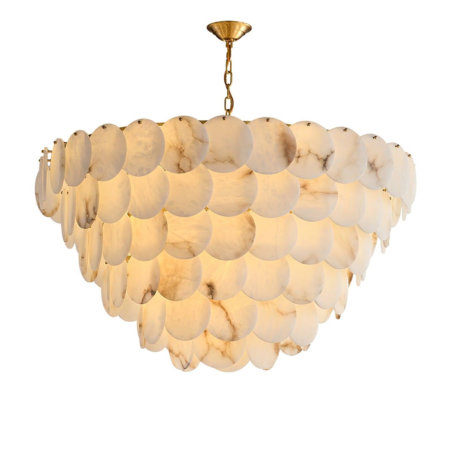 Alabaster Shell Brass Chandelier 6 layers ∅ 43.3″ x H 35.4″ / Dia 110cm x H 90cm (E14*30) / Brass & White Chandelier