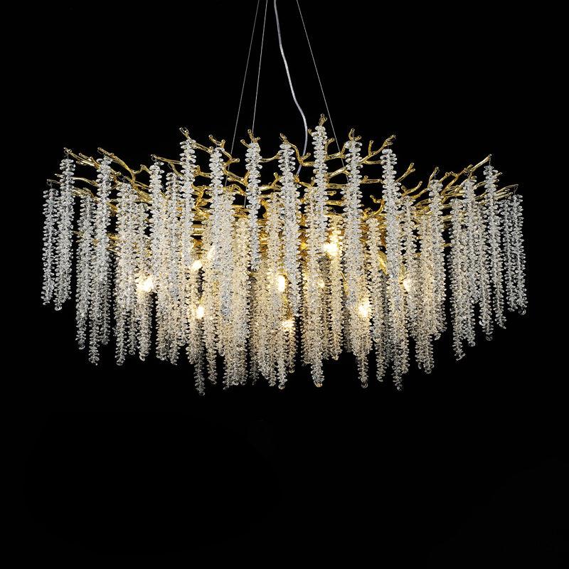 Albero Crystal Chandelier 14 heads ∅ 39.4″ x H 15.7″ / Dia 100cm x H 40cm / Gold + Clear Chandelier