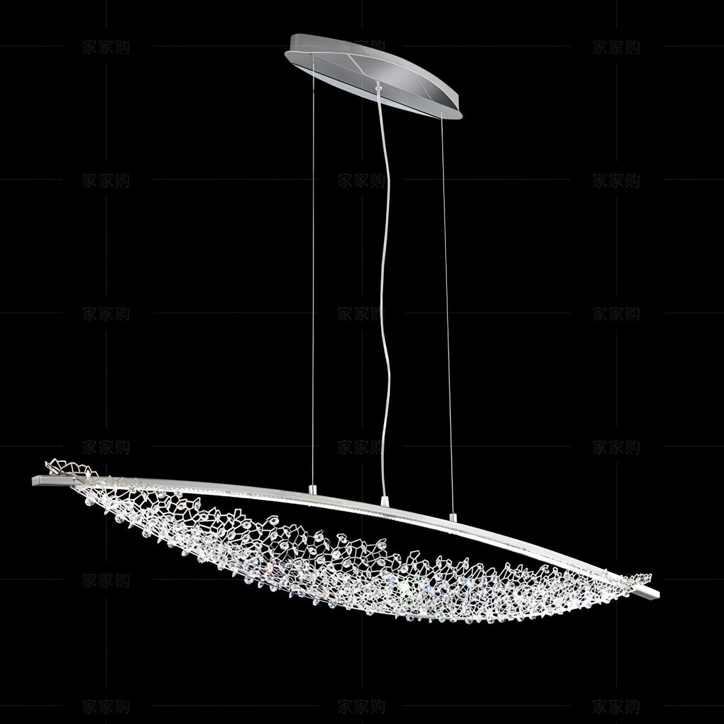 Amaca Pendant Light L 59.1″ x W 7.9″ x H 7.9″ / L 150cm x W 20cm x H 20cm / Chrome & Clear / Warm Light Chandelier