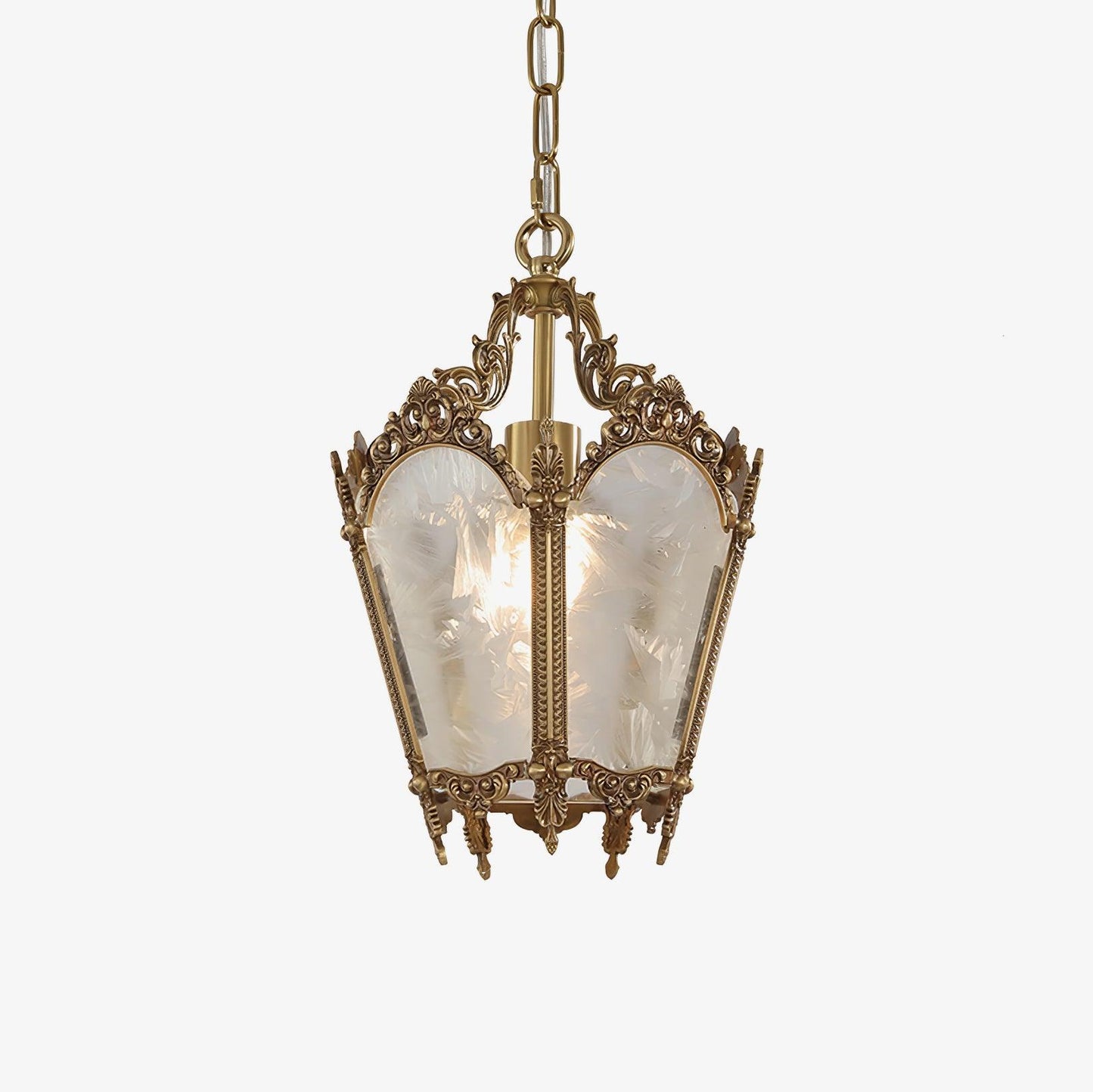 Antique Empire Pendant Lamp ∅ 9.1″ x H 11.8″ / Dia 23cm x H 30cm / Frosted white & Brass Chandelier