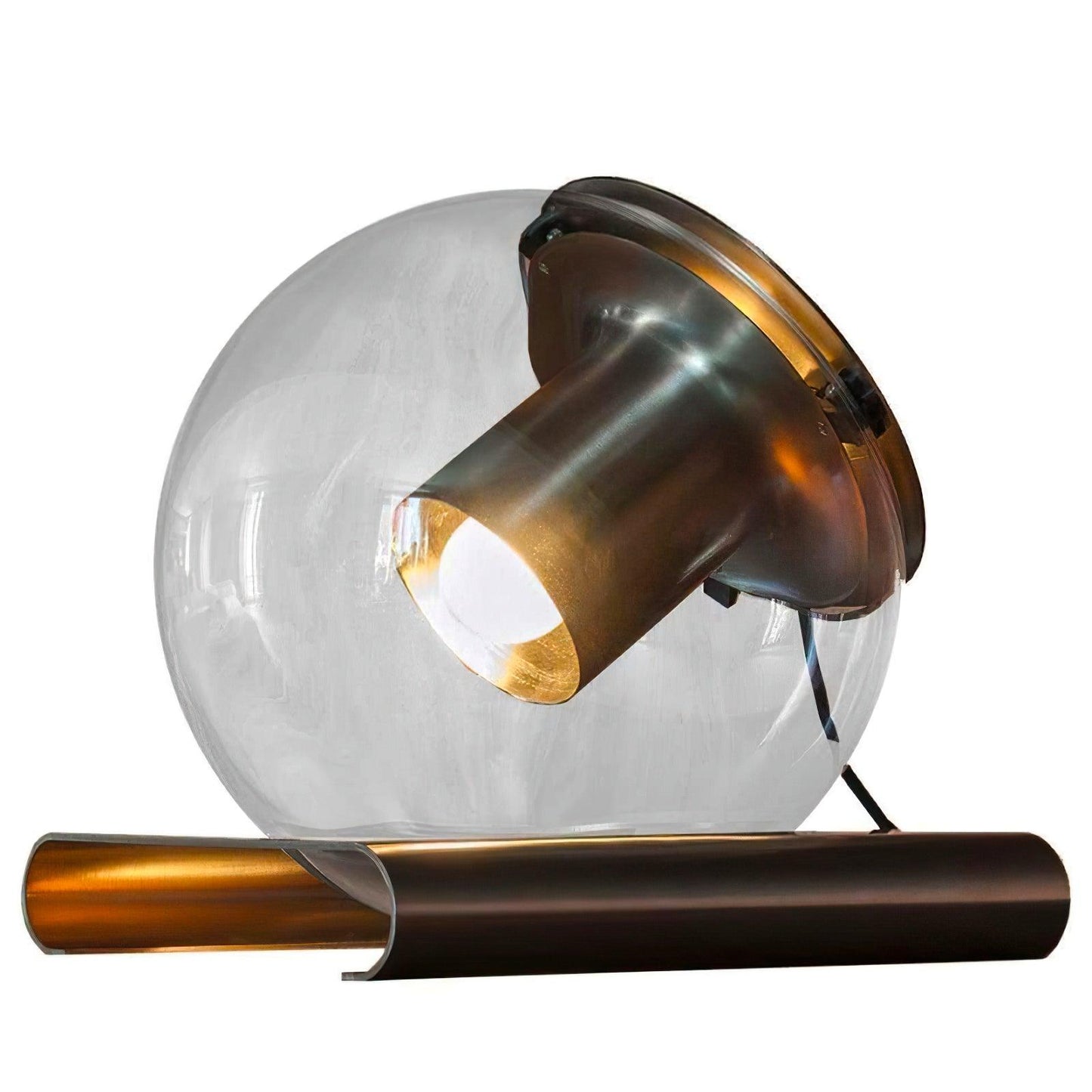 Anvia Glass Table Lamp ∅ 11.8″ x H 13.8″ / Dia 30cm x H 35cm / Bronze & Transparent / US Plug Table lamp
