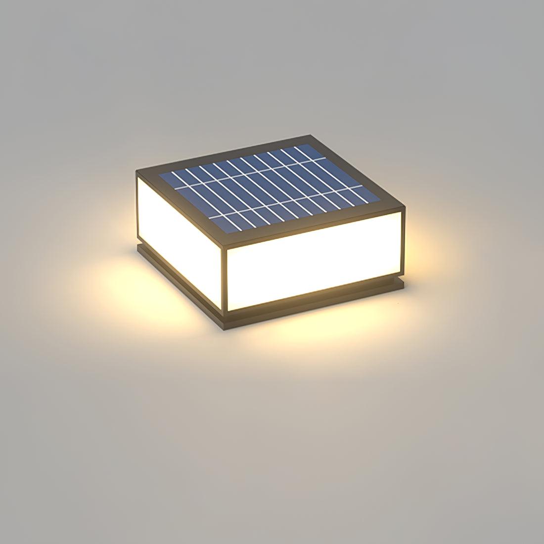 Anvia Outdoor Post Light L 15.7″ x W 15.7″ x H 7.1″ / L 40cm x W 40cm x H 18cm / Model B: Solar-Powered Version / Warm