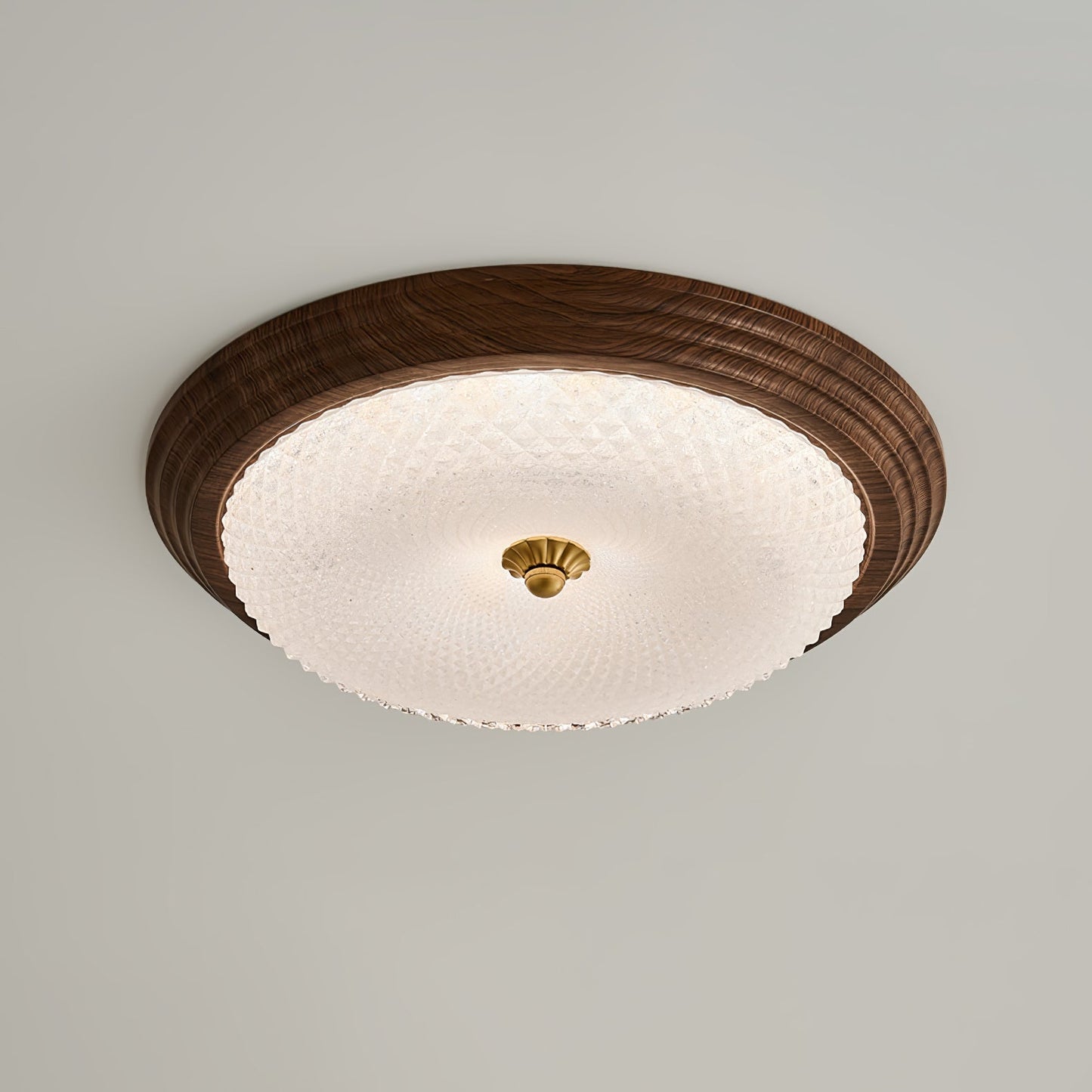 Arlington Ceiling Lamp ∅ 13″ x H 3.9″ / Dia 33cm x H 10cm / Walnut & Opaque / Cool Light Ceiling lamp