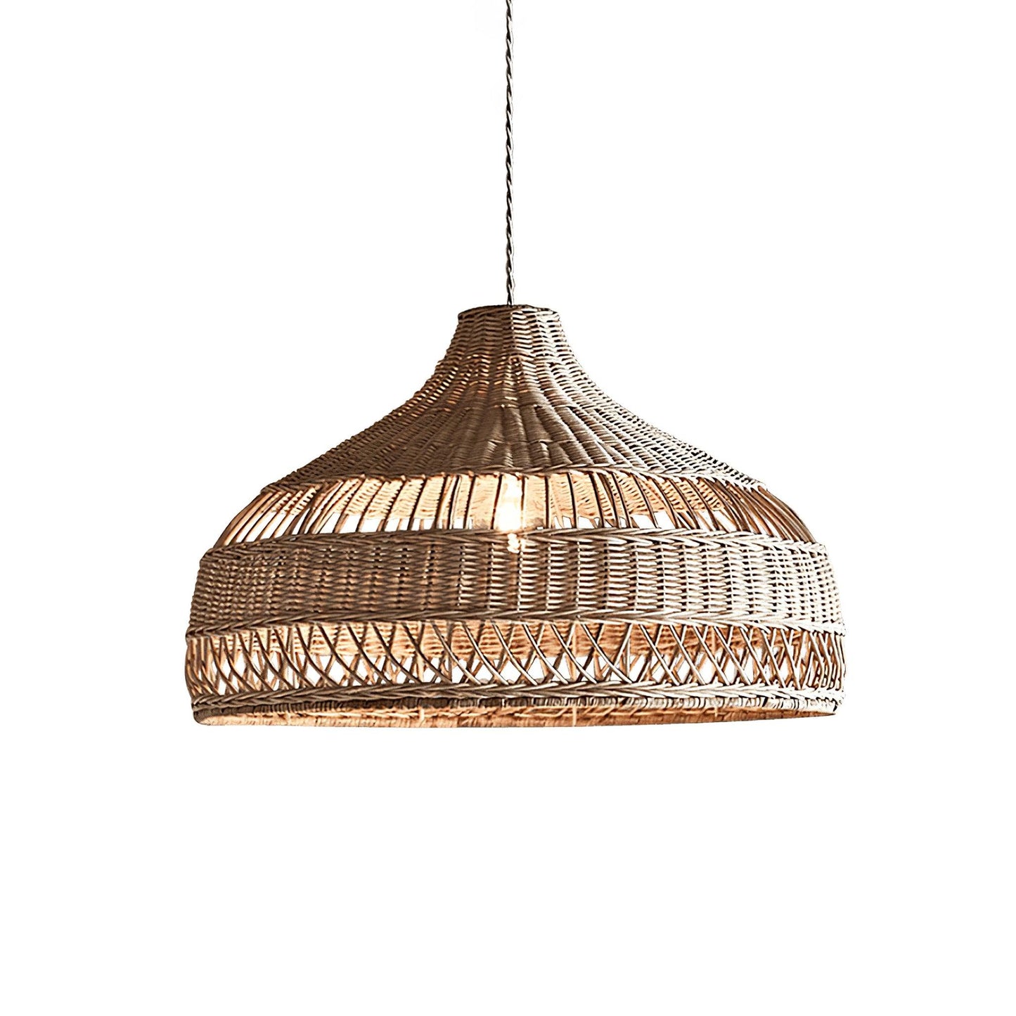 Artisanal Rattan Dome Pendant Lamp ∅ 23.6″ x H 15.7″ / Dia 60cm x H 40cm / Natural rattan Pendant light
