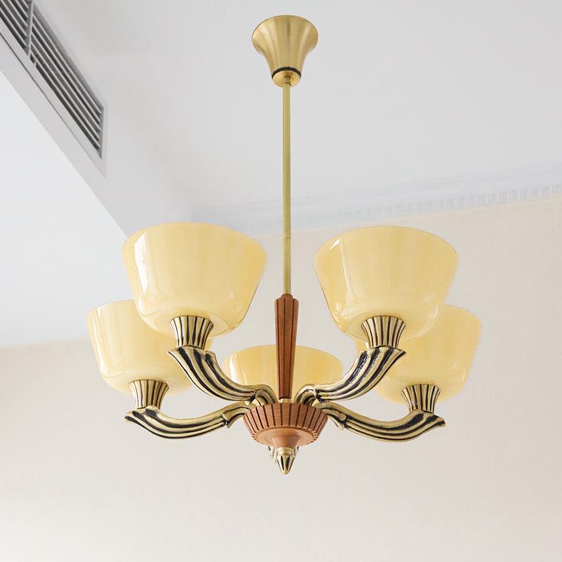 Ascher Chandelier 5 heads ∅ 24.8″ x H 11.8″ / Dia 63cm x H 30cm / Beige Chandelier