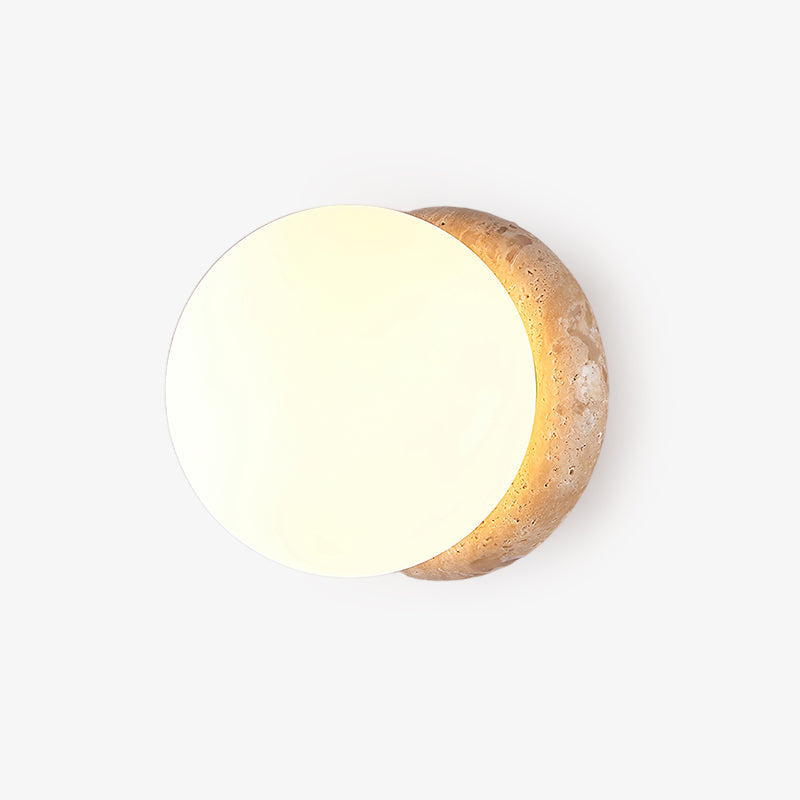 Asteroid Wall Light ∅ 6.3″ x H 6.3″ / Yellow Travertine & White / Warm Light Wall lamp