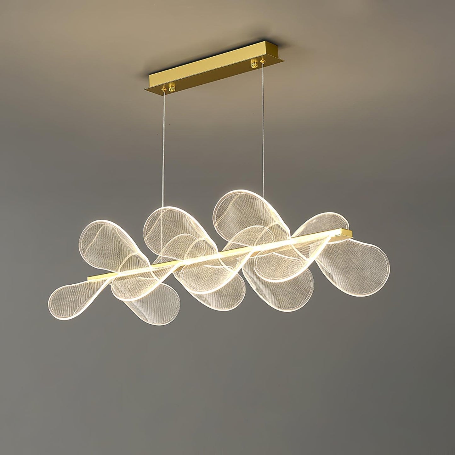 Bain Flying Flowers Chandelier L 30.7″ x W 14.9″ x H 7.9″ / L 78cm x W 38cm x H 20cm / Gold & Transparent / Warm Light