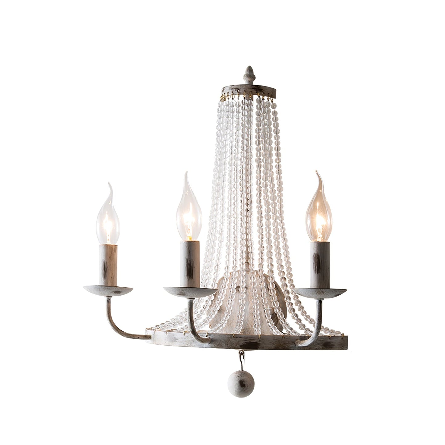 Basket Crystal Wall Lamp 3 Heads ∅ 14.6″ x H 18.9″ / Distressed White / 1 Piece Wall lamp