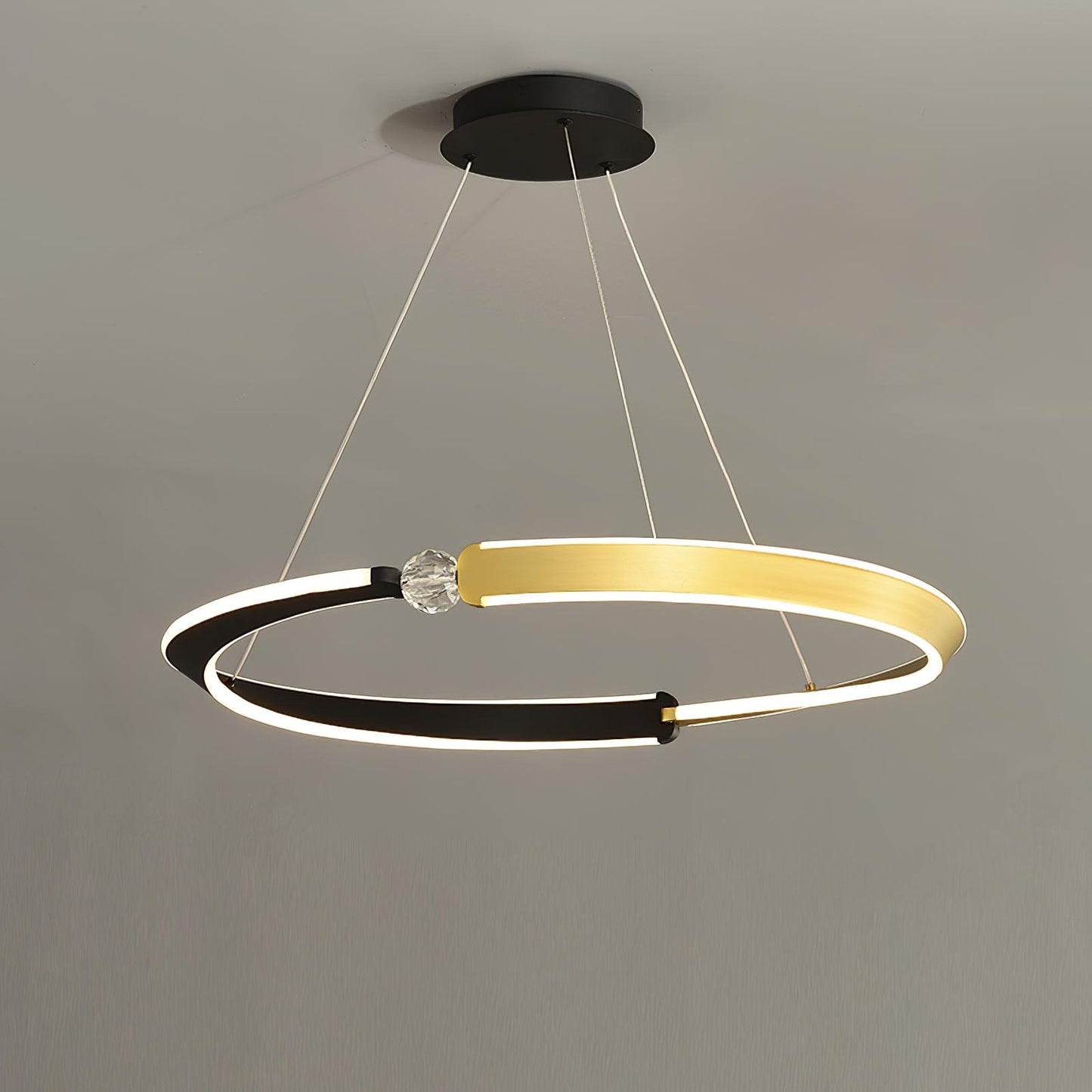 Beliani LED Pendant Light ∅ 31.5″ x H 1.6″ / Dia 80cm x H 4cm / Gold & Black / Warm Light Pendant light