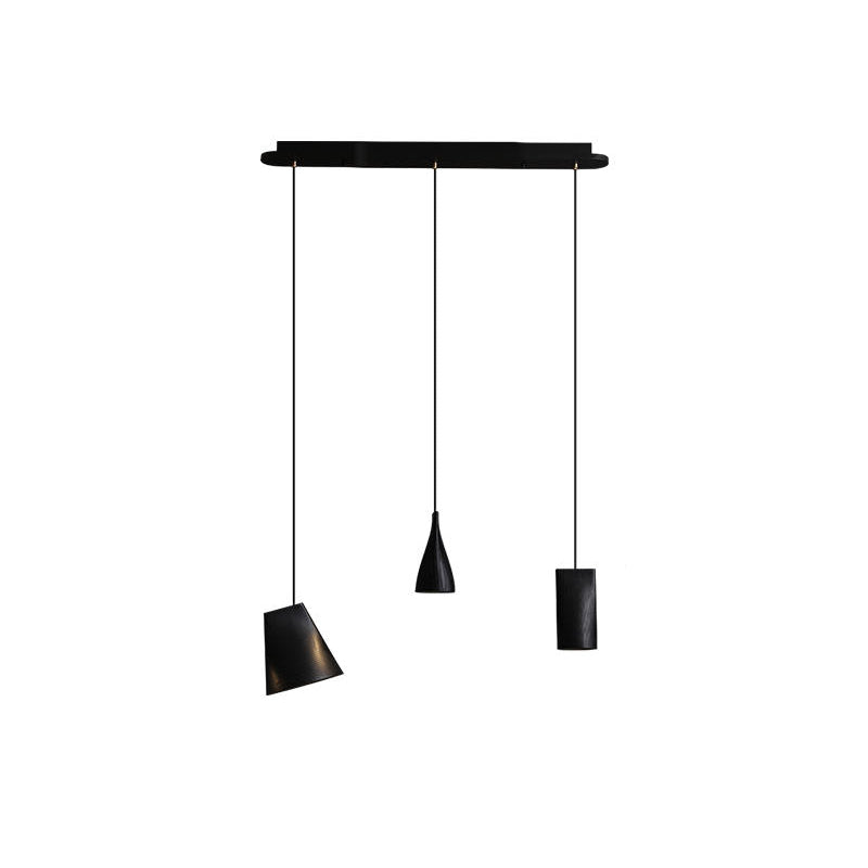 Bellwood Pendant Lamp Long canopy 3 Heads: ∅ 33.5″ x H 59.1″ / Black / Warm Light Pendant light