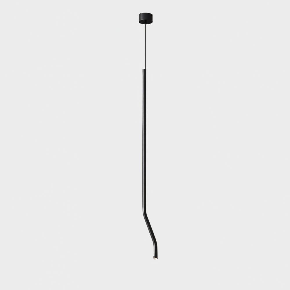 Bending Line Pendant Lamp ∅ 1.2″ x H 35.4″ / Dia 3cm x H 90cm (Double bend) / Black / Warm Light Chandelier