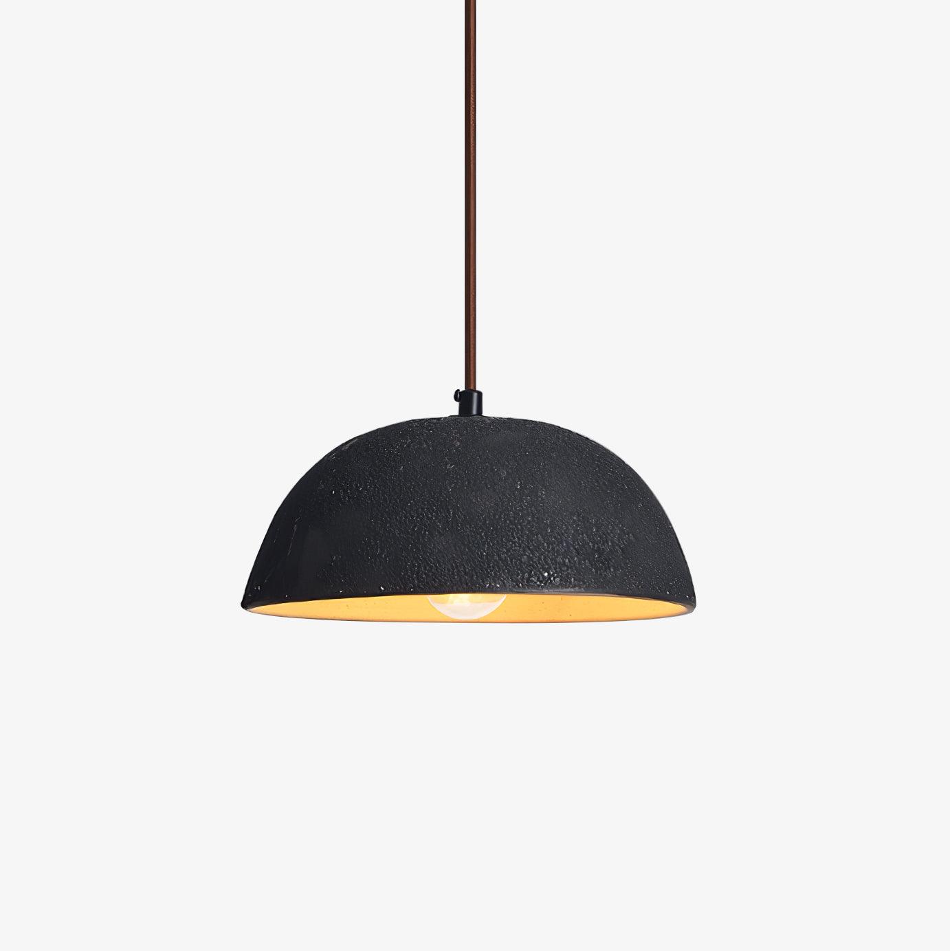 Black Arch Ceramic Pendant Lamp ∅ 8.7″ x H 6.3″ / Dia 22cm x H 16cm / Dark wood & Black Pendant light