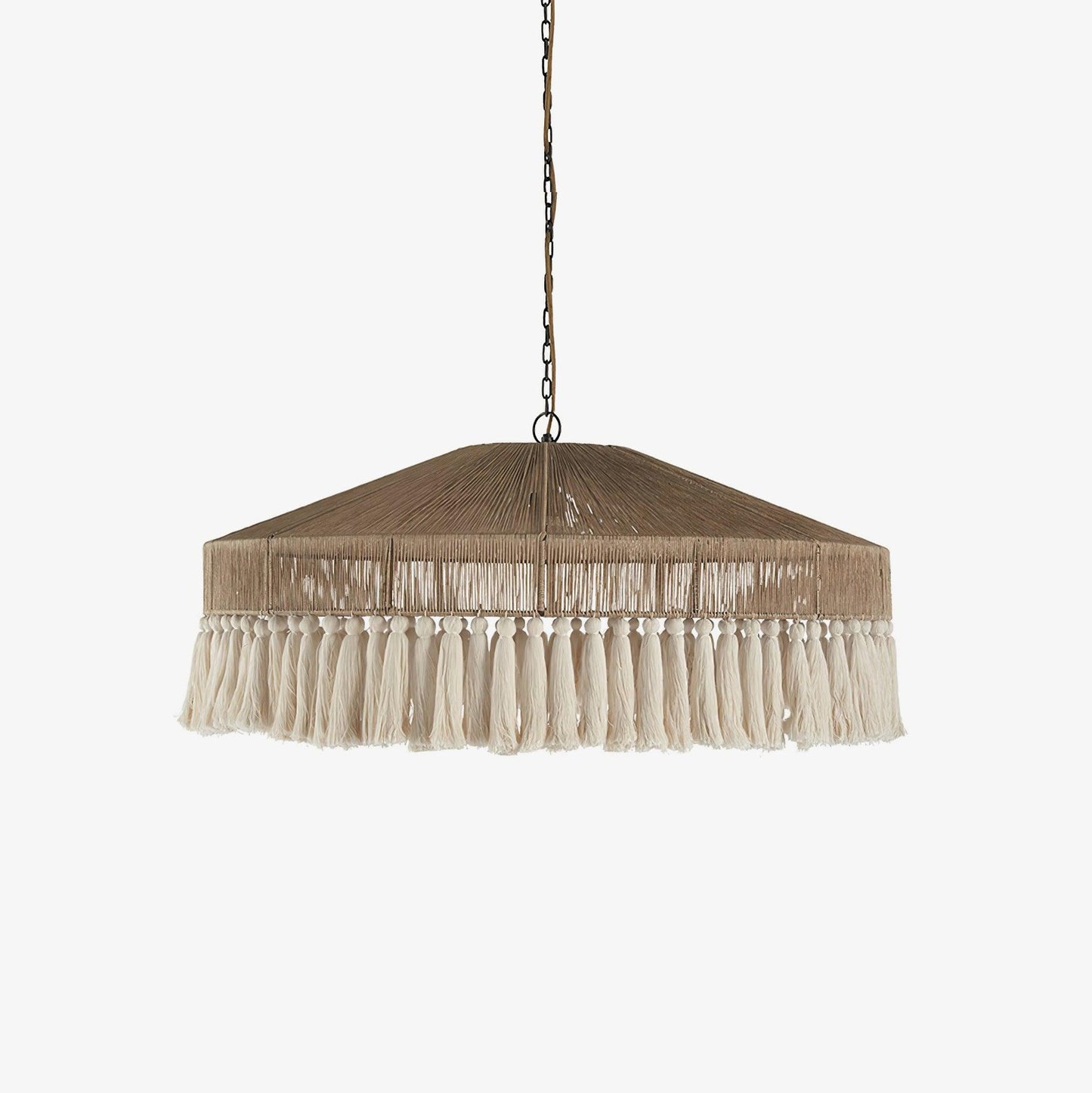 Bohemian Fringe Pendant Lamp ∅ 31.4″ x H 13.7″ / Dia 80cm x H 35cm / Light Brown & White Pendant light
