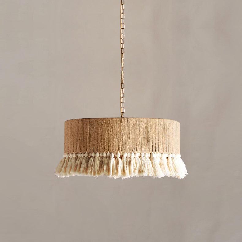 Boho Rara Pendant Lamp Model B: ∅ 15.7″ x H 10.6″ / Dia 40cm x H 27cm / Beige&White Pendant light