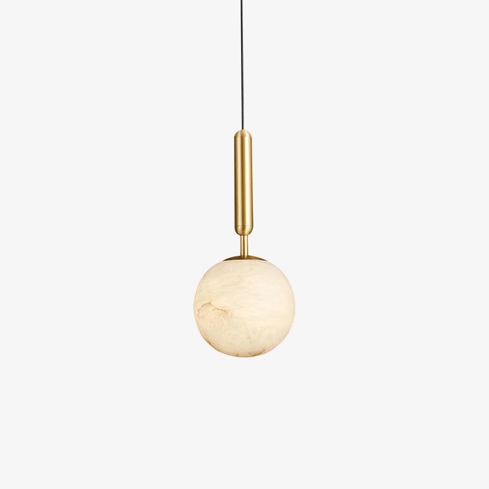 Bosso Pendant Lamp ∅ 4.7″ x H 13.7″/ Dia 12cm x H 35cm / Brass & White Alabaster Pendant light