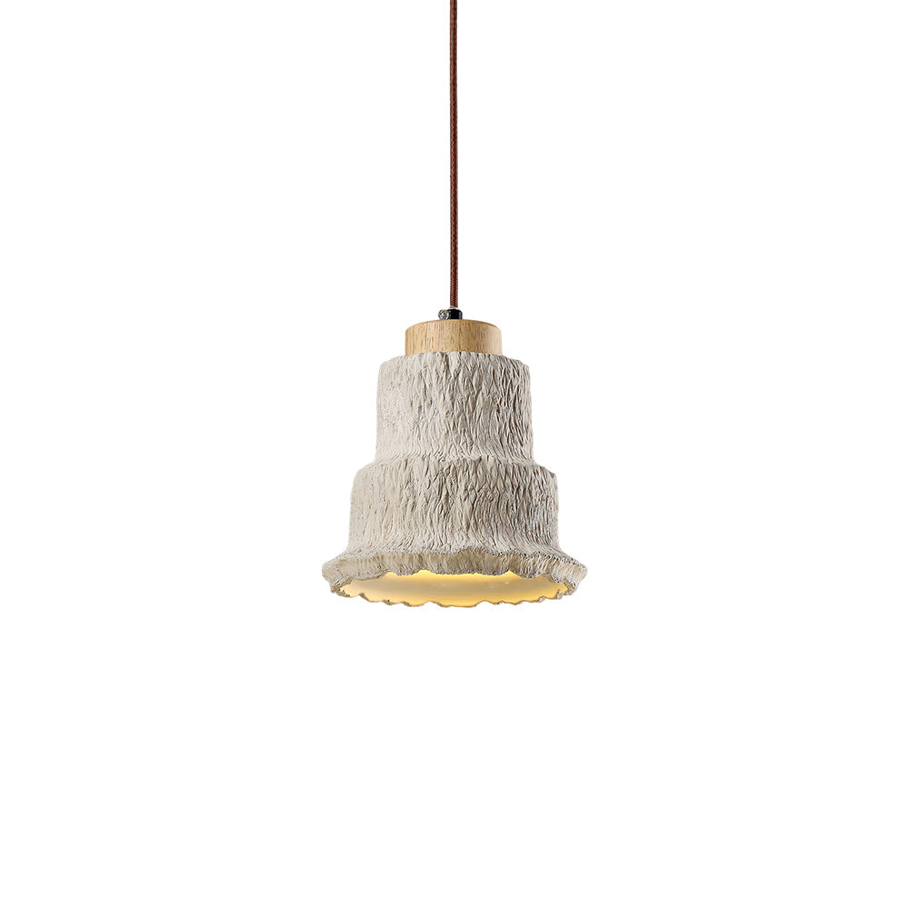 Boulder Pendant Light ∅ 6.7″ x H 7.3″ / Yellow Travertine & Wood Color Pendant light