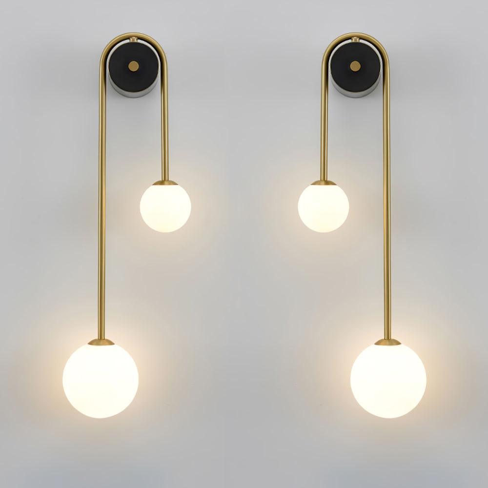 Brass Arc Wall Light Set of 2 / Brass & White Wall lamp