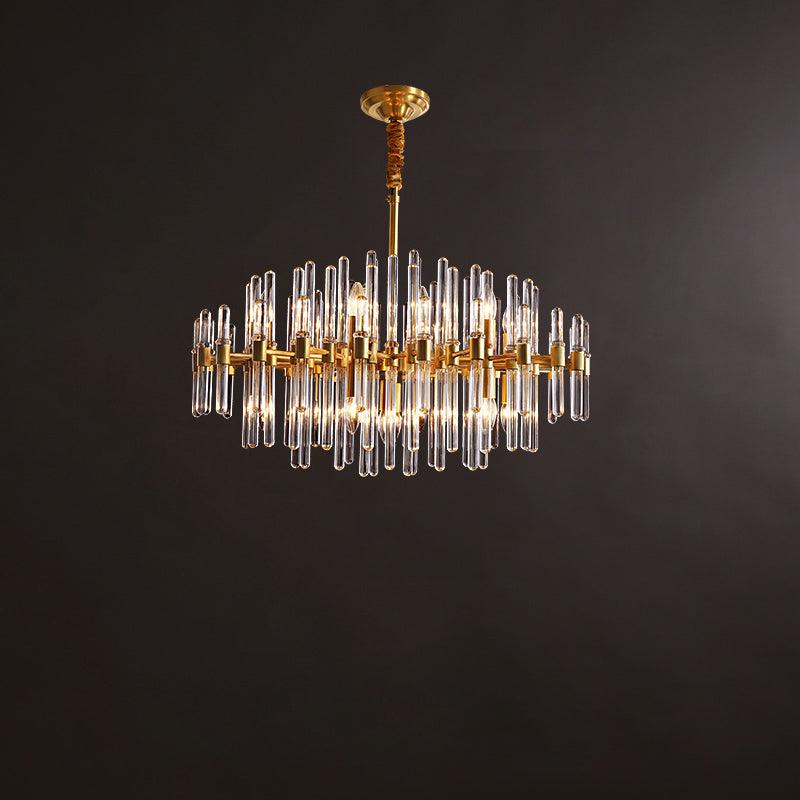 Vintage Antique Brass Chandelier 16heads ∅ 31.5″ x H 23.6″ / Dia 80cm x H 60cm / Brass & Clear Crystal Chandelier