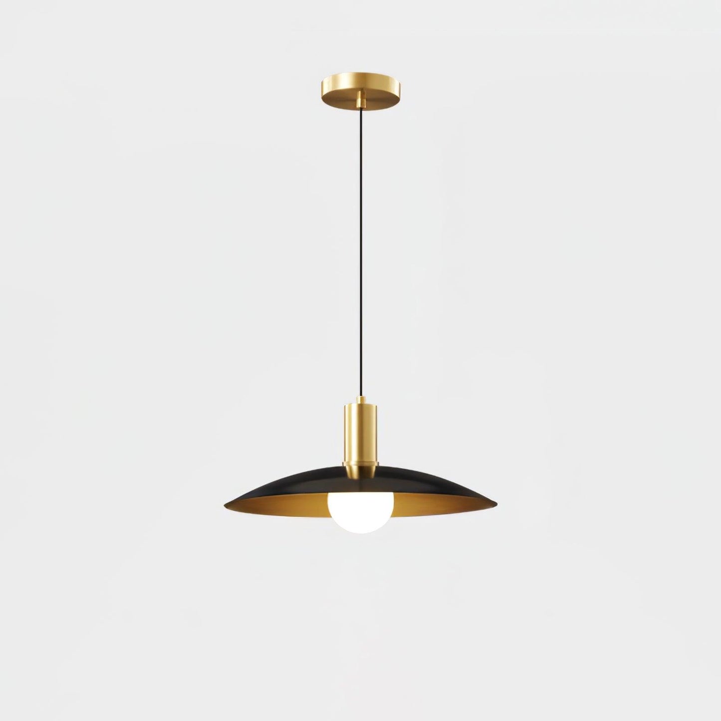 Brass Flared Pendant Lamp ∅ 13″ x H 4.7″ / Dia 33cm x H 12cm / Black & Brass Pendant light