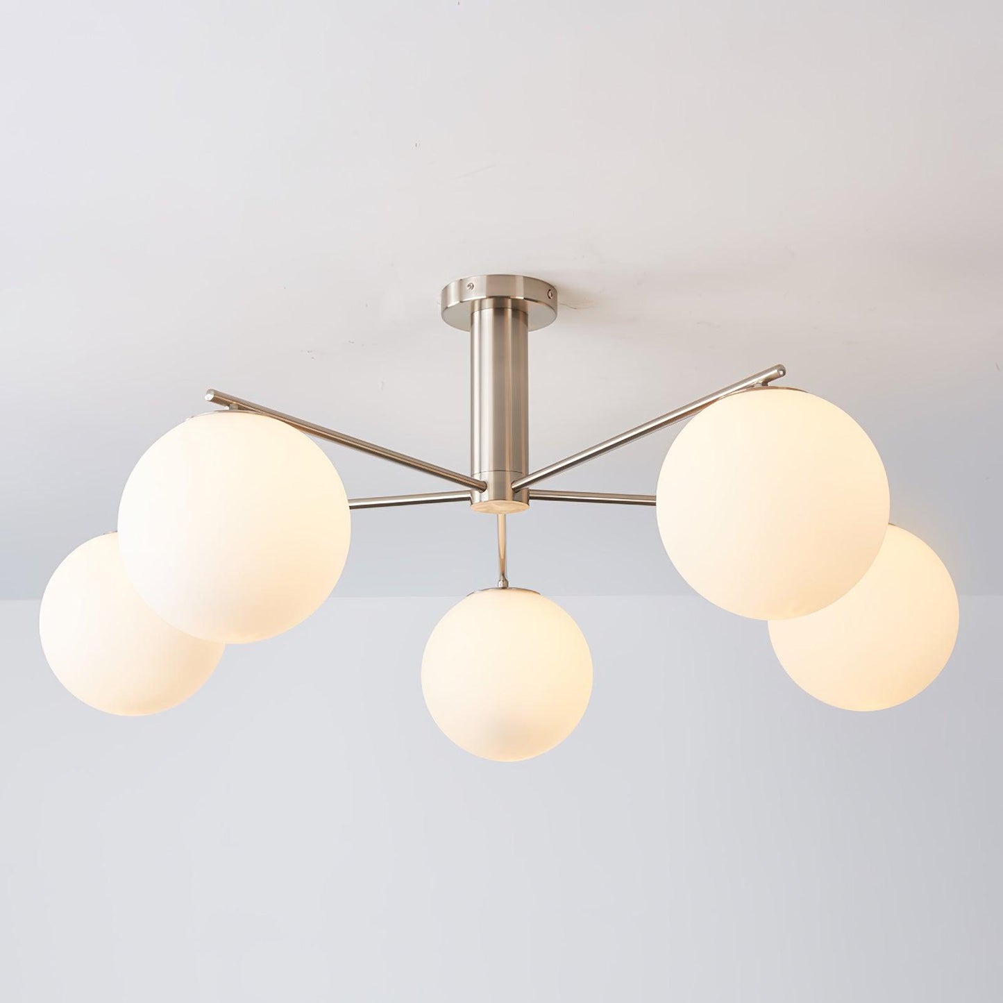 Briette Chandelier Model B ∅ 40.6″ x H 15″ / Dia 103cm x H 38cm / Nickel & White Chandelier