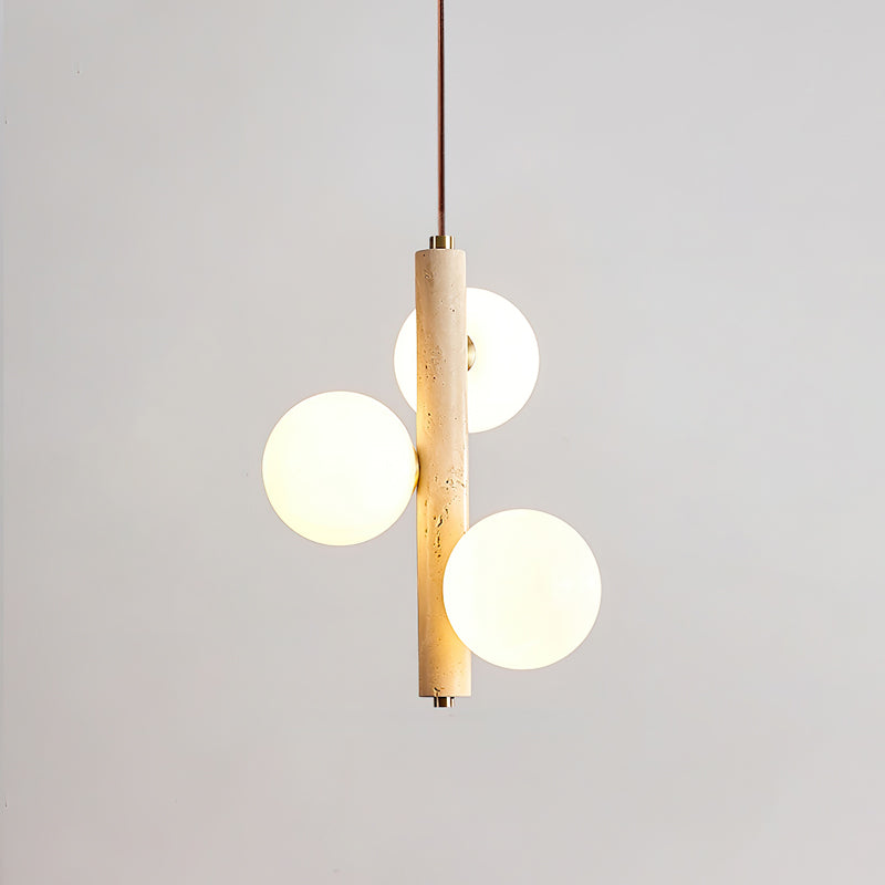 Ball Spheres Pendant Lamp 3-lights: ∅ 9.8″ x H 14.6″ / Yellow Travertine pendant Lamp