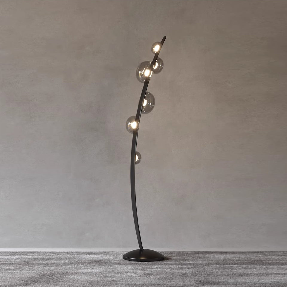 Bubbles Glass Floor Lamp ∅ 11.8″ x H 63″ / Dia 30cm x H 160cm / Black & Smoke Grey / US Plug Floor lamp