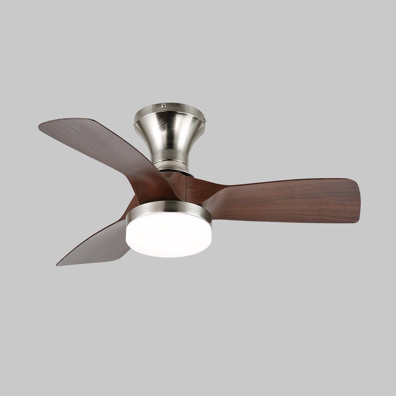 Calix 27’’ Ceiling Fan Light ∅ 27″ x H 9.8″ / Model E Walnut Wood Grain & Nickel / Three-Color Changing Light Ceiling