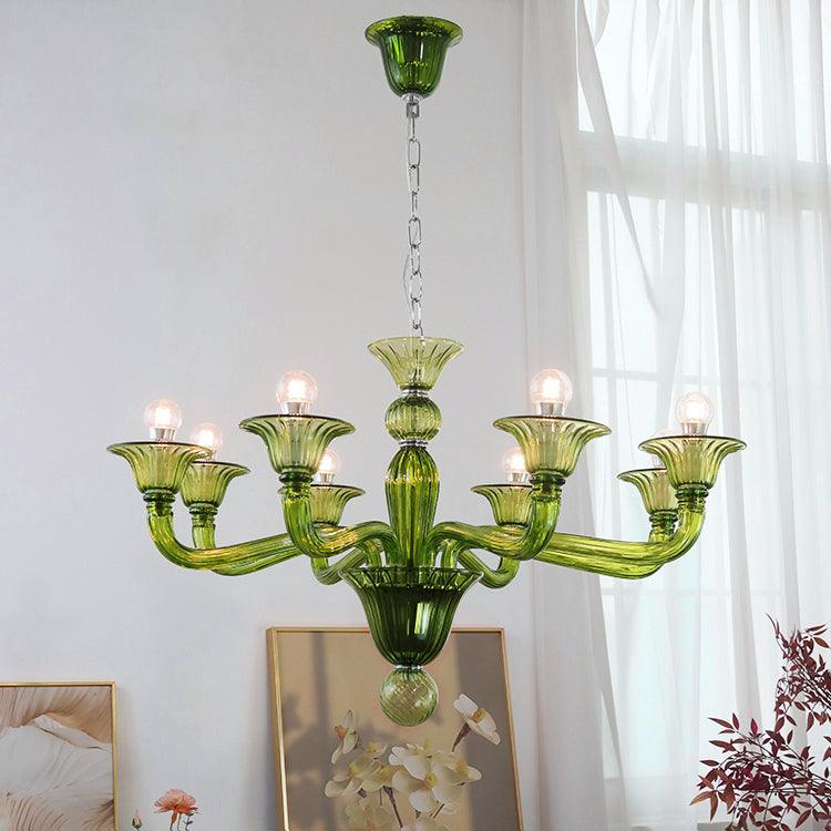 Calle Rafina Chandelier 8 heads ∅ 26.8″ x H 22.8″ / Dia 68cm x H 58cm / Green Chandelier