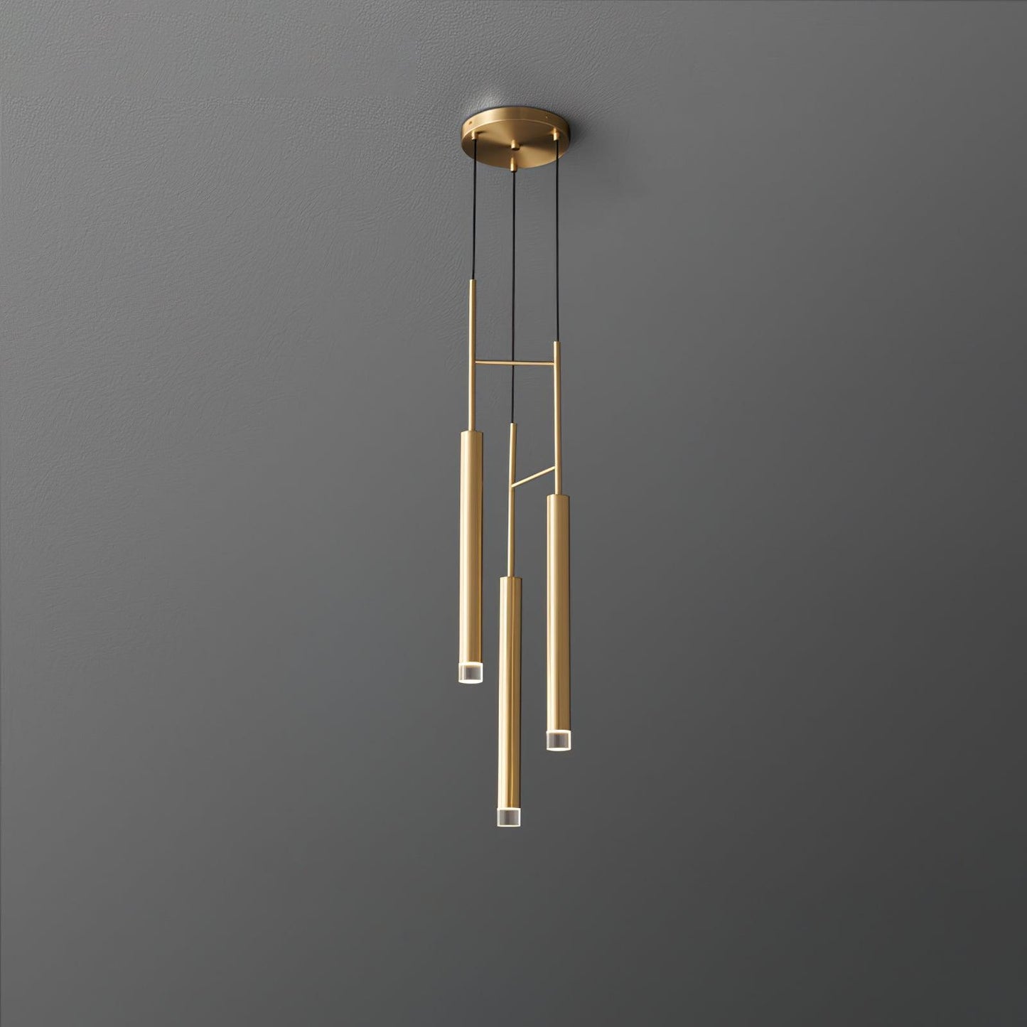 Candles Pendant Lamp 3 Heads ∅ 7.9″ x H 36.6″ / Dia 20cm x H 93cm / Brass Pendant light