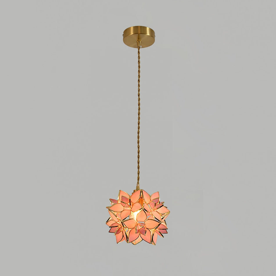 Capiz Pendant Lamp ∅ 7.9″ x H 6.7″ / Dia 20cm x H 17cm / Brass & Pink Pendant light