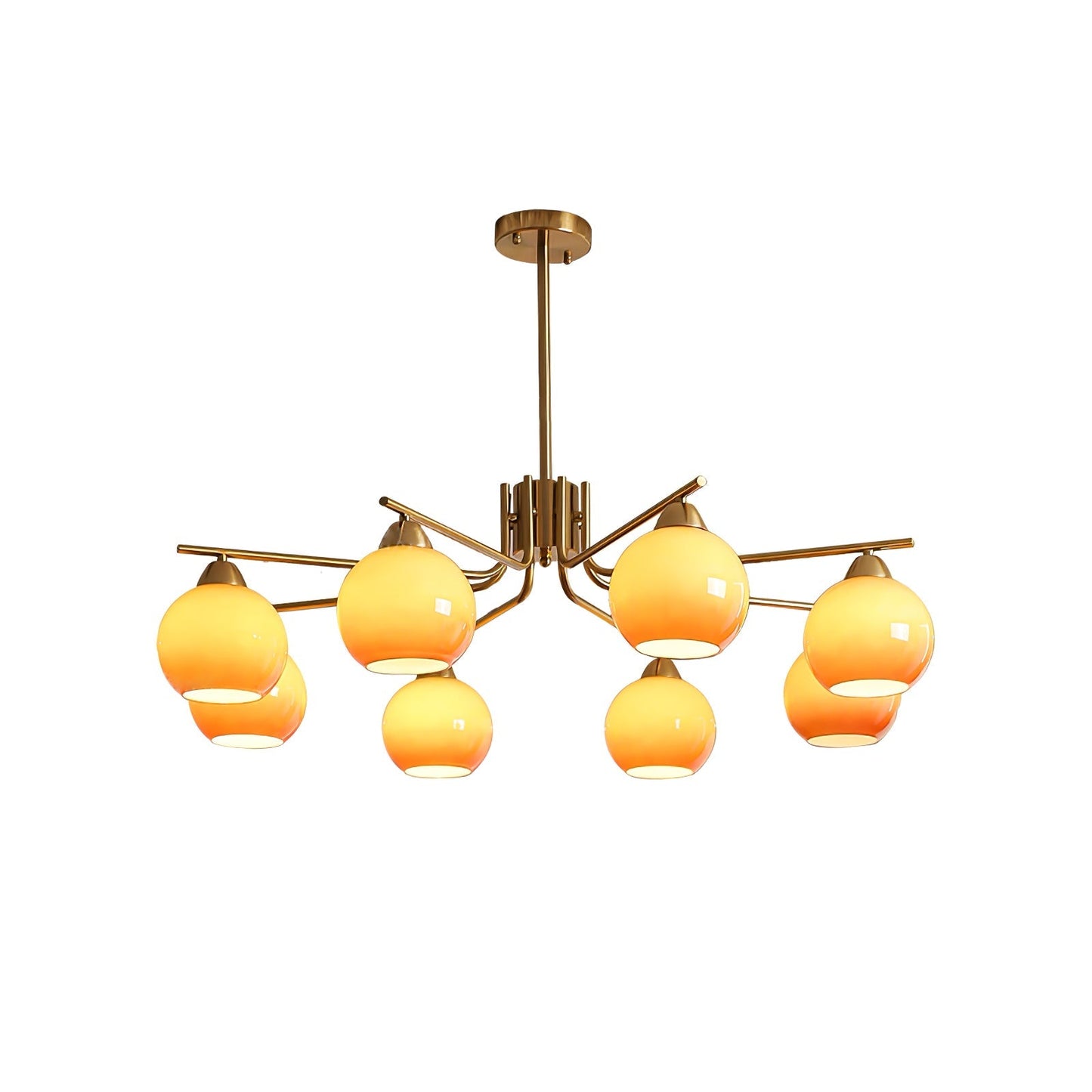 Caramel Sphere Chandelier 8 heads ∅ 39.4″ x H 23.6″ / Caramel Colour & Gold Chandelier