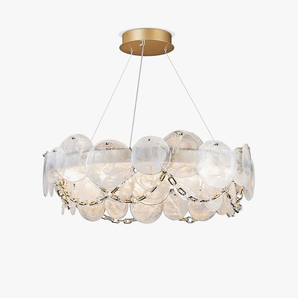 Cassia Chandelier ∅ 26.6″ x H 8.5″ / Dia 67.5cm x H 21.5cm / Gold + Opaque / Three-color changing light Chandelier