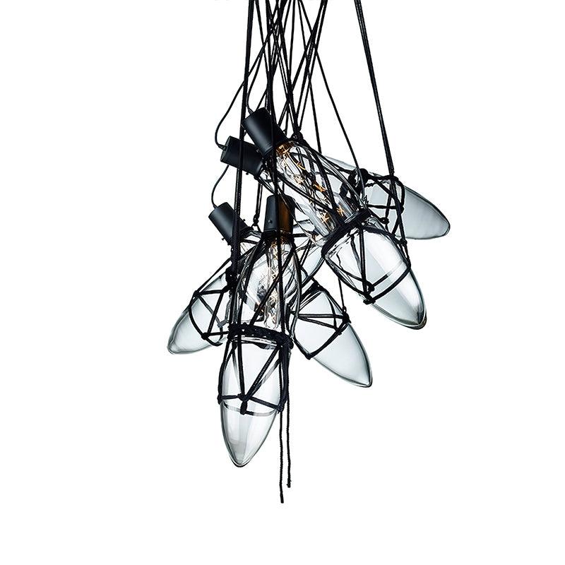 Castaway Bottle Glass Pendant Lamp 5 Heads ∅ 7.1″ x H 36.4″ / Dia 18cm x H 92.5cm / Black & Clear Pendant light