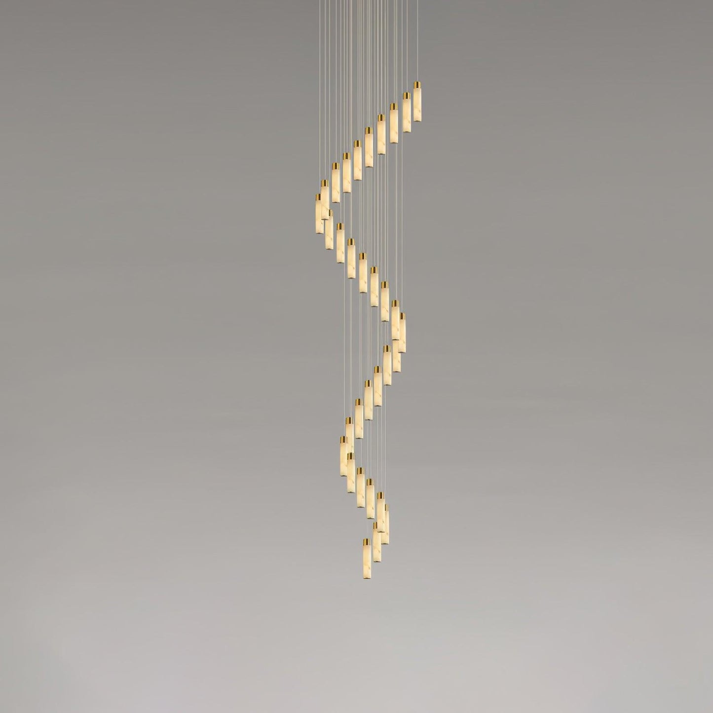 Celestial Alabaster Cascade Chandelier 32 Heads Round canopy ∅ 39.4″ x H 118.1″ / Dia 100cm x H 300cm / Brass & White