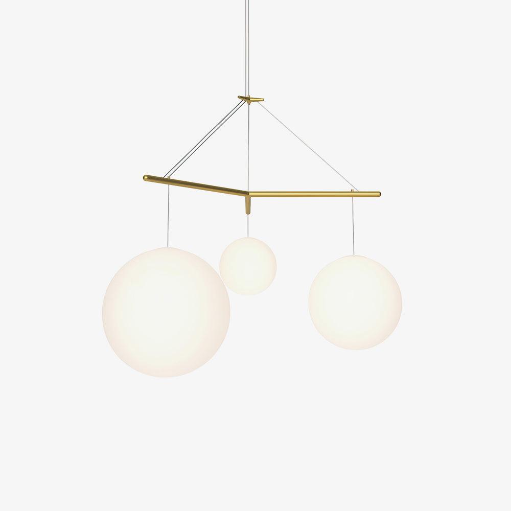 Celestial Orb Trio Pendant Lamp ∅ 45.3″ x H 59″ / Dia 115cm x H 150cm / Gold & White Pendant light