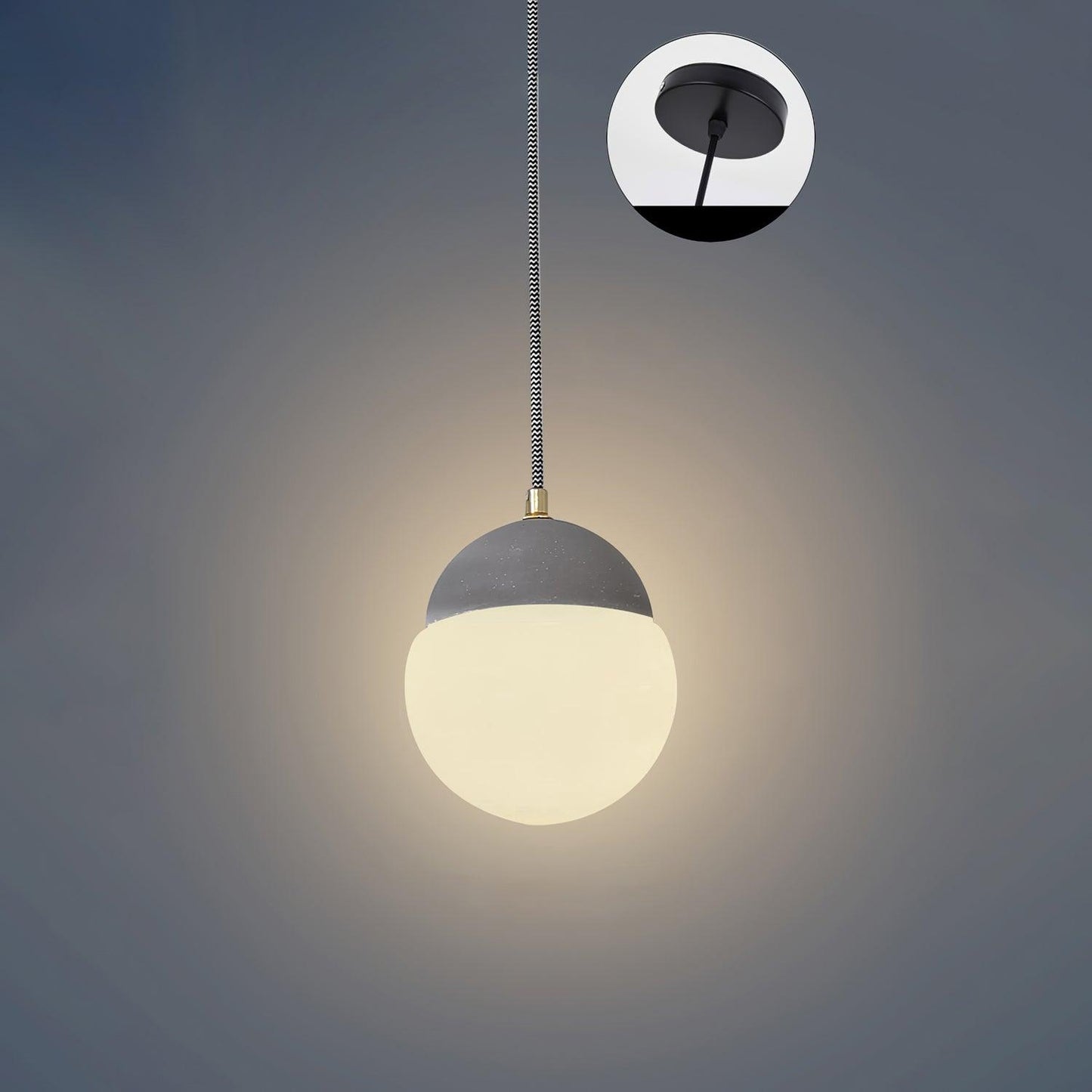 Cement Eclipse Pendant Lamp ∅ 5.5″ x H 6.1″ / Dia 14cm x H 15.5cm / Sand grey Pendant light