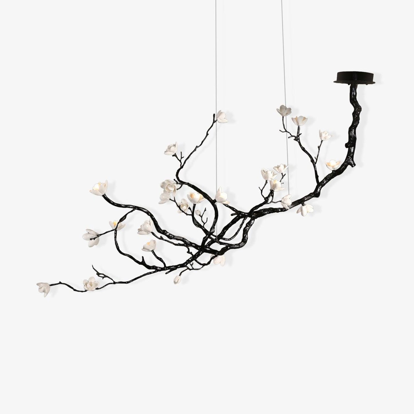 Ceramic Flower Chandelier L 72.8″ x W 35.4″ x H 49.2″ / L 185cm x W 90cm x H 125cm / Brass stained black Chandelier