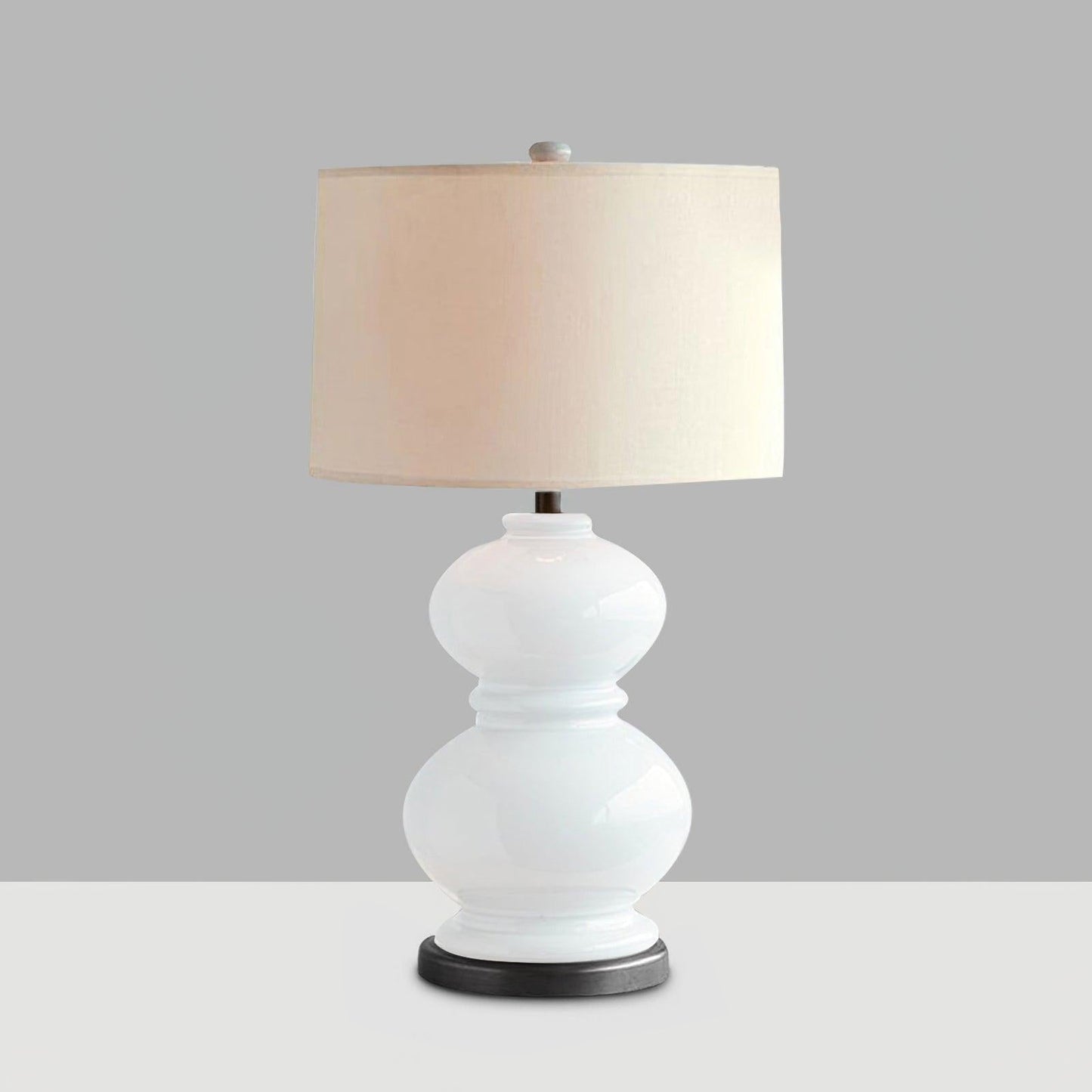 Ceramic Gourd Table Lamp ∅ 14.9″ x H 26.7″ / Dia 38cm x H 68cm / White / US plug Table lamp