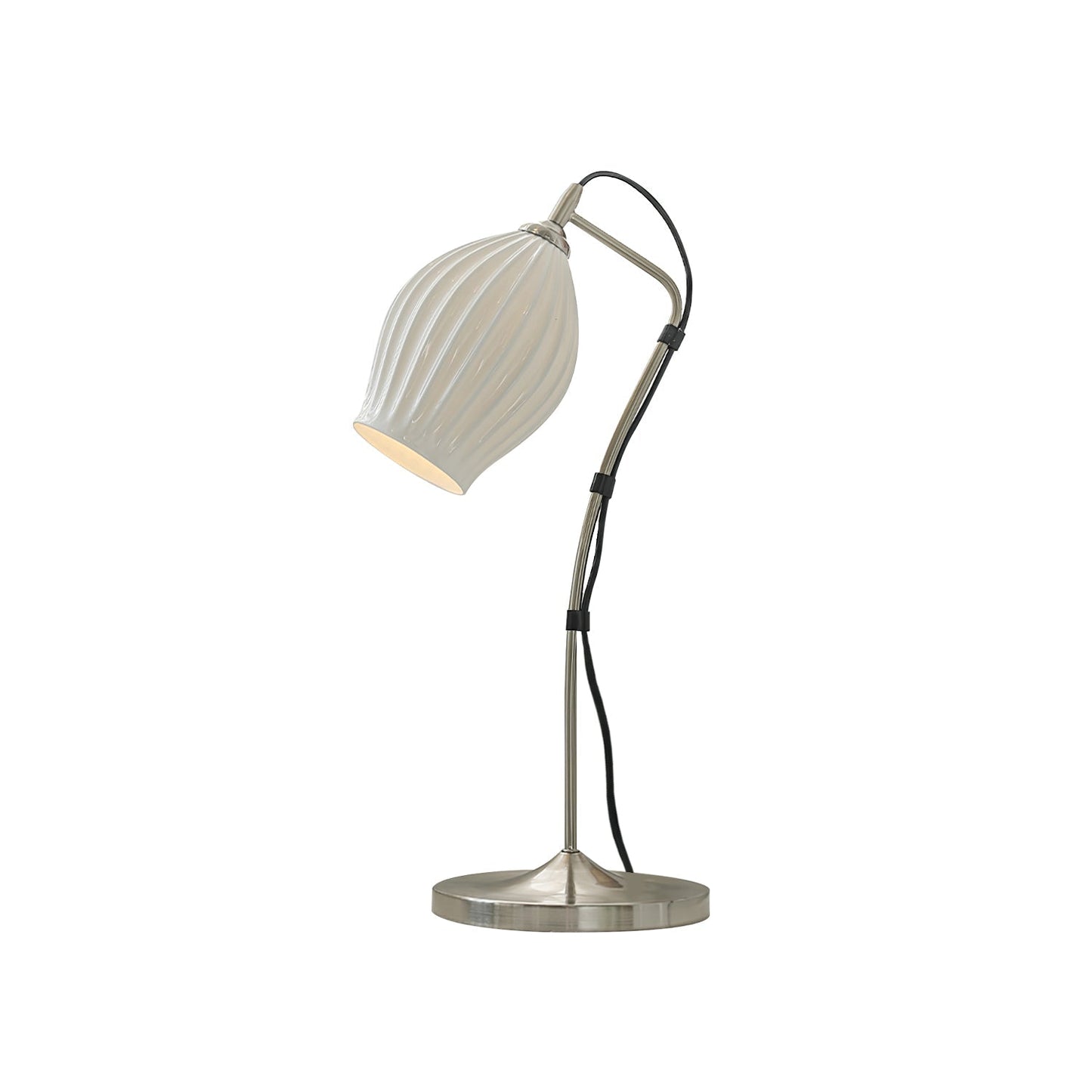 Ceramic Ribbed Table Lamp ∅ 10.2″ x H 22″ / Dia 26m x H 56cm / Sand nickel / US plug Table lamp