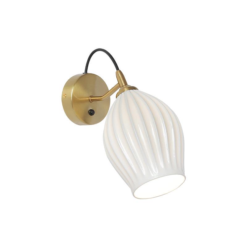 Ceramic Ribbed Wall light ∅ 5.3″ x H 11.8″ / Dia 13.5cm x H 30cm / Copper Wall lamp