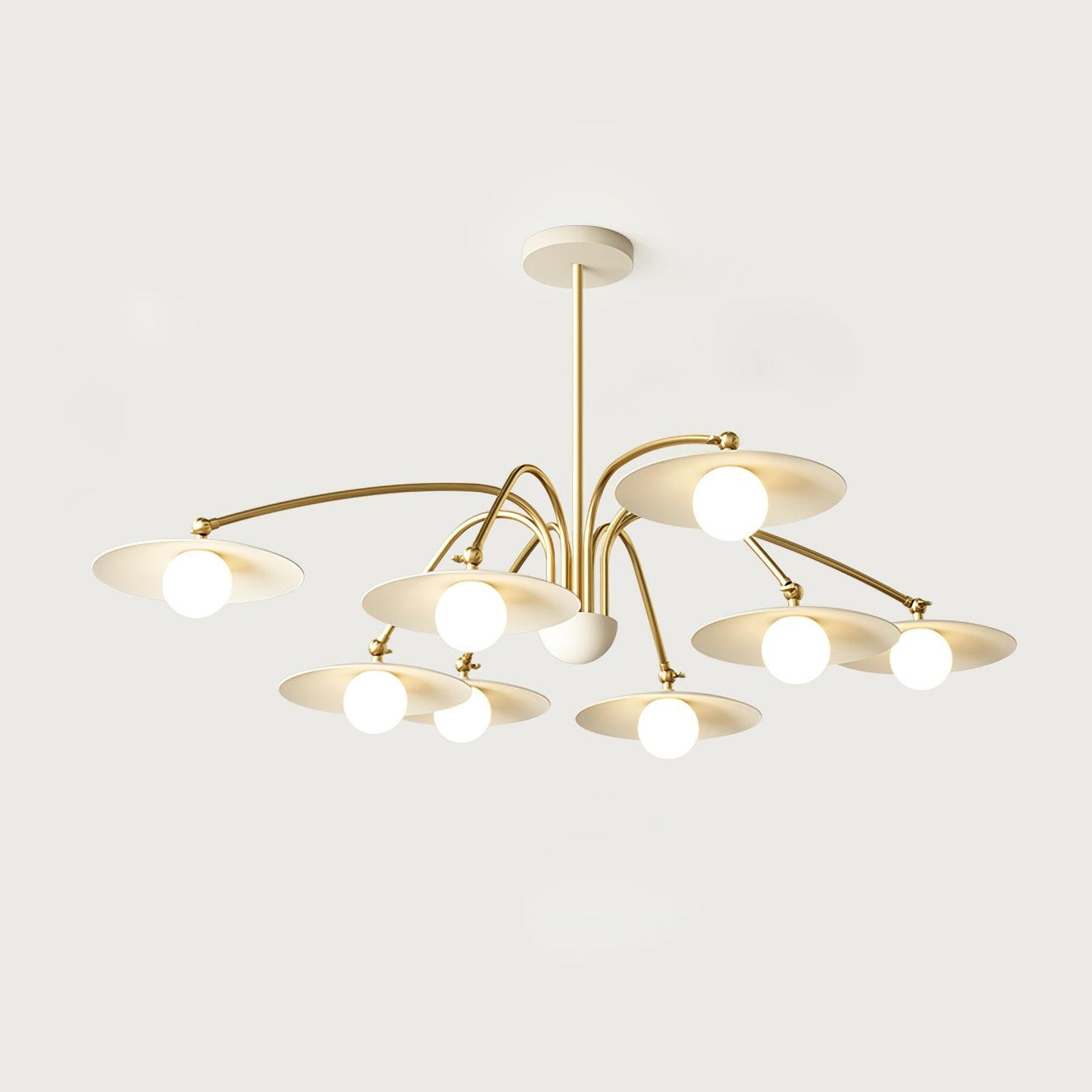 Champignon Chandelier 8 heads ∅ 43.3″ x H 10.8″ / Dia 110cm x H 27.5cm / Gold & White Chandelier