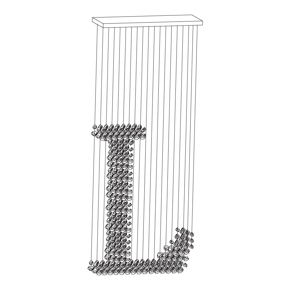 Charcoal Chandeliers G to L Long canopy L: L 39.4″ x W 13.8″ x H 98.4″ / L100cm x W 35cm x H 250cm / Black / Warm Light