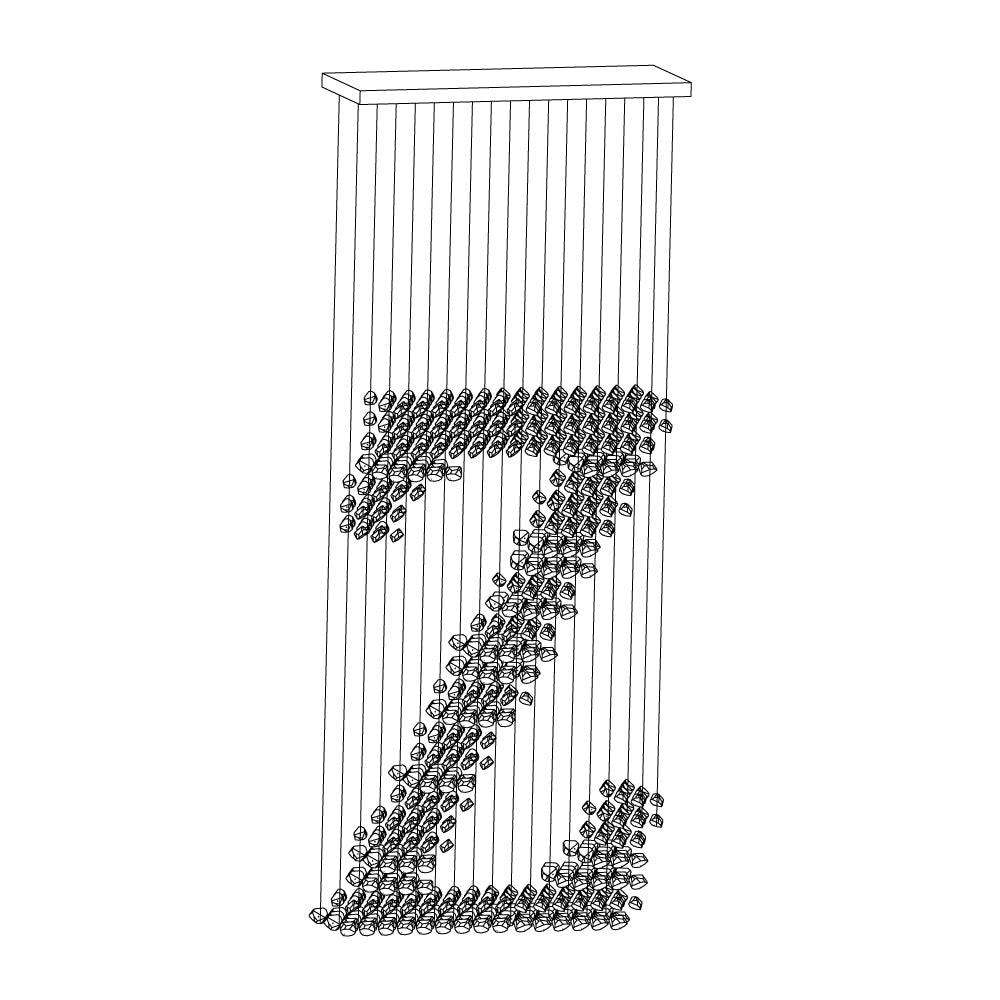 Charcoal Chandeliers S to Z Long canopy Z: L 39.4″ x W 13.8″ x H 98.4″ / L100cm x W 35cm x H 250cm / Black / Warm Light