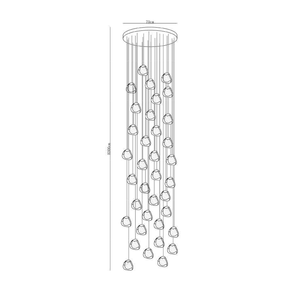 Cherry Crystal Pendant Lamp 36 heads ∅ 27.6″ x 118.1″ (Round canopy) / Clear Pendant light