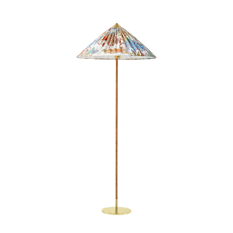 9602 Floor Lamp ∅ 24.8″ x H 60.6″ / Dia 63cm x H 154cm / Printed fabric lampshade & Brown light pole / US plug Floor